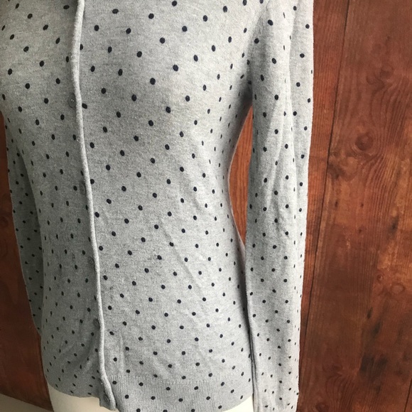 J Crew Gray The Caryn Cardigan w/ Blue Polka Dots - Picture 3 of 8